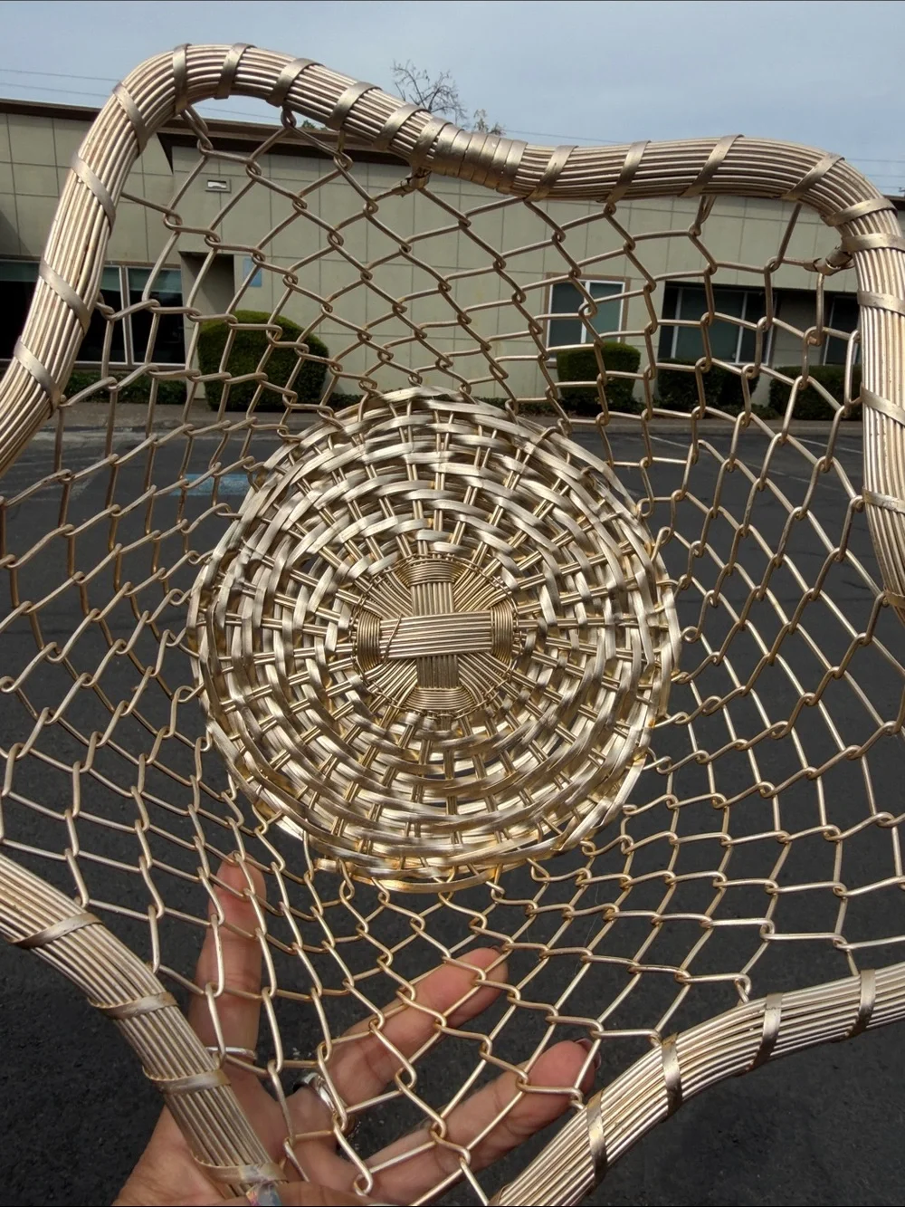 Handwoven Decorative aluminum Basket - Natural Cream